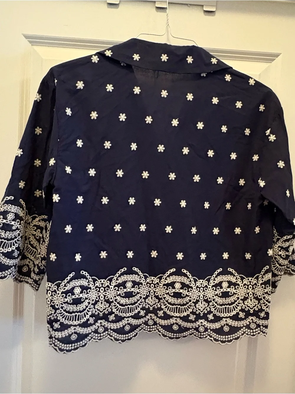 Zara Embroidered Eyelet Cotton Blouse Size Small - Picture 8 of 9